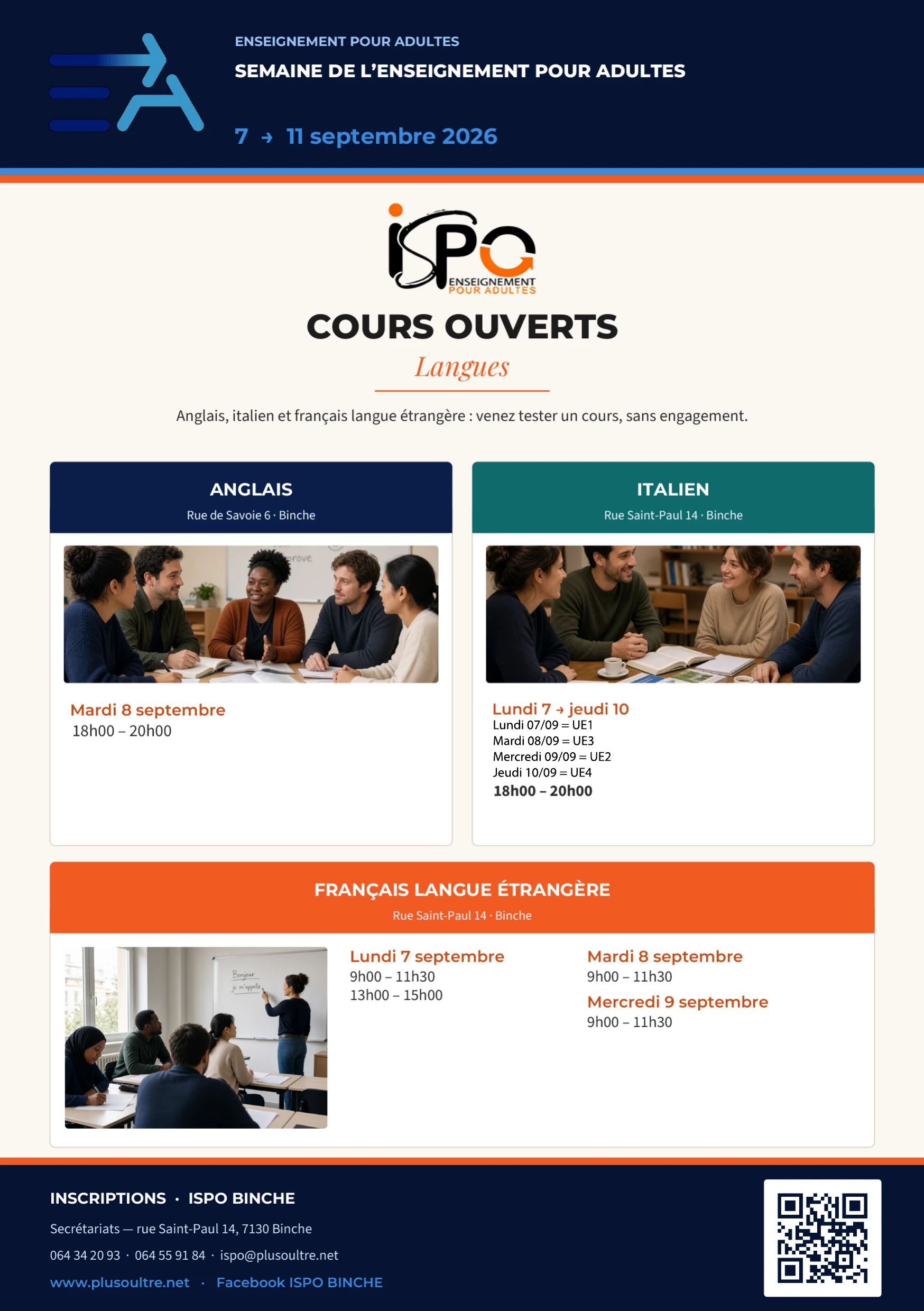 Aperçu du flyer : Cours ouverts — Langues
