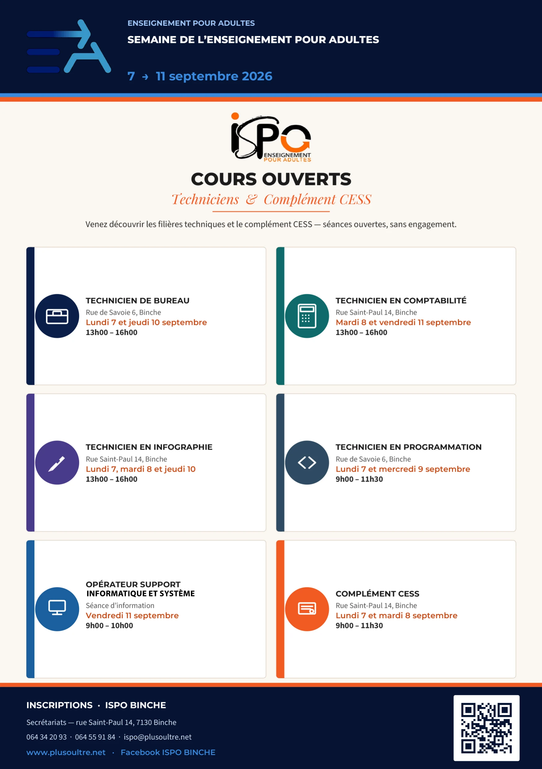 Aperçu du flyer : Cours ouverts — Techniciens et CESS